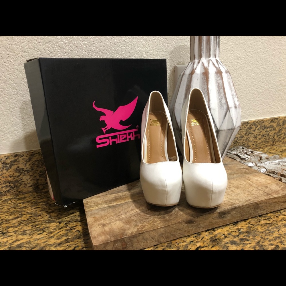 NWB Shiekh Pearl White Platform Heels Pumps 5.5